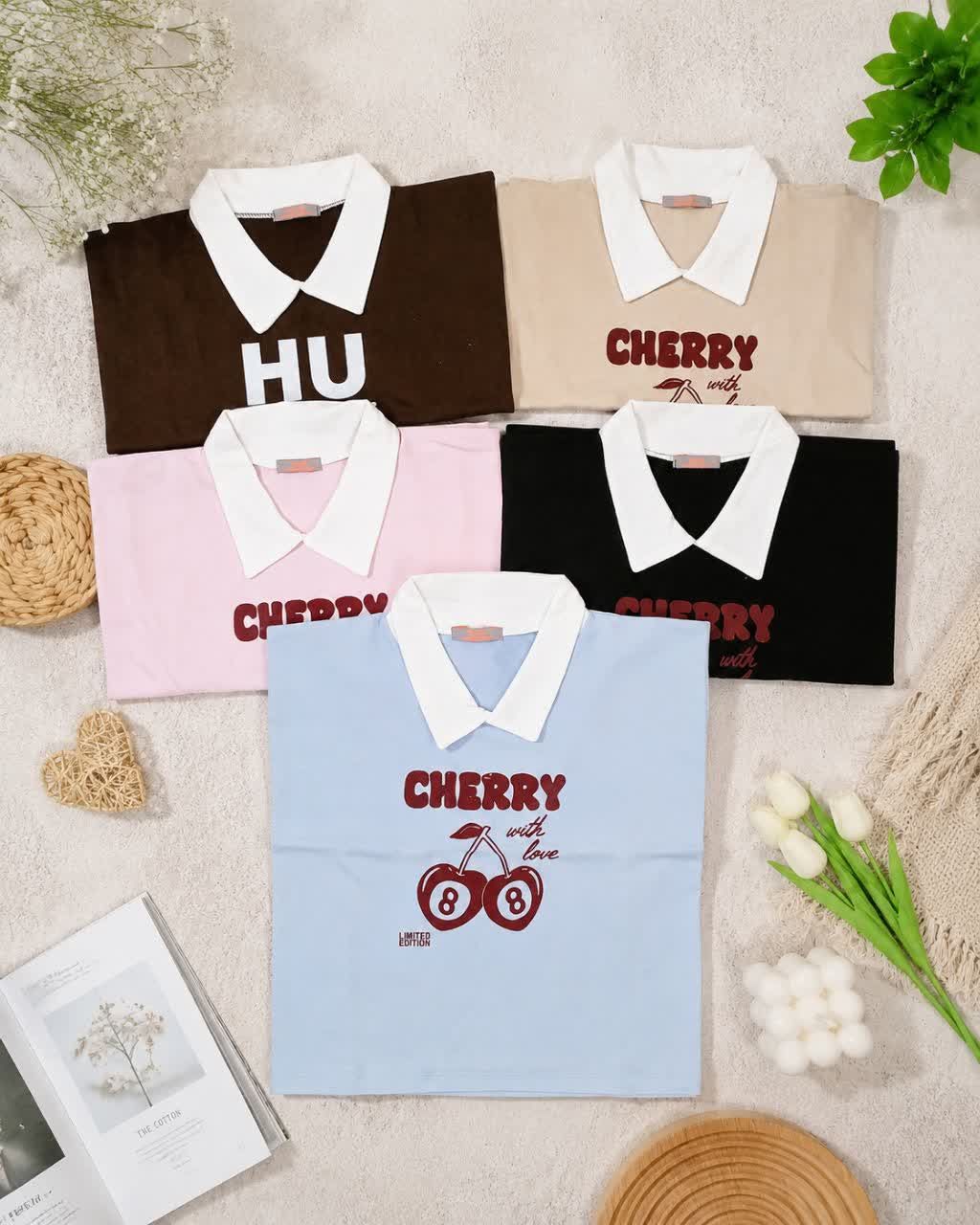 پلوشرت نخ پنبه طرح Cherry